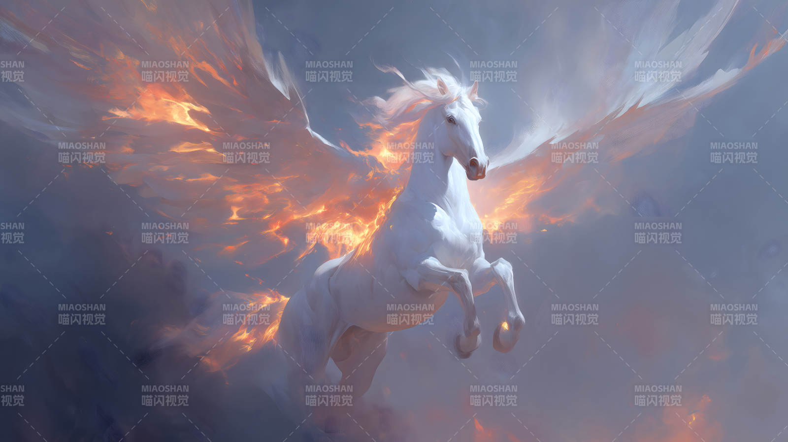 火焰天马翱翔云端图片