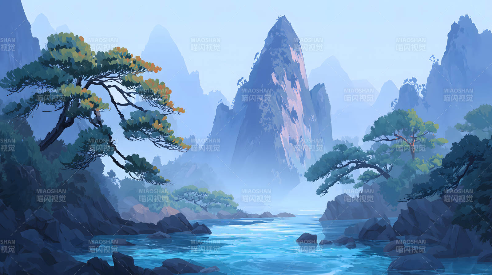 山水之间幽静风景图片