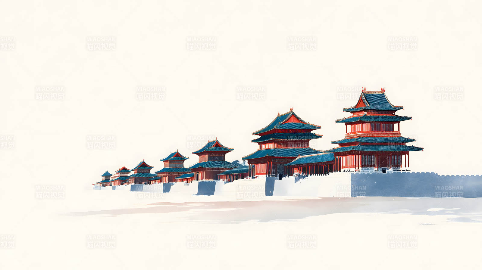 中国风建筑绘画图片