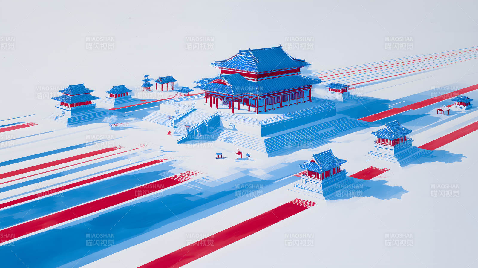 古风建筑抽象主义图片