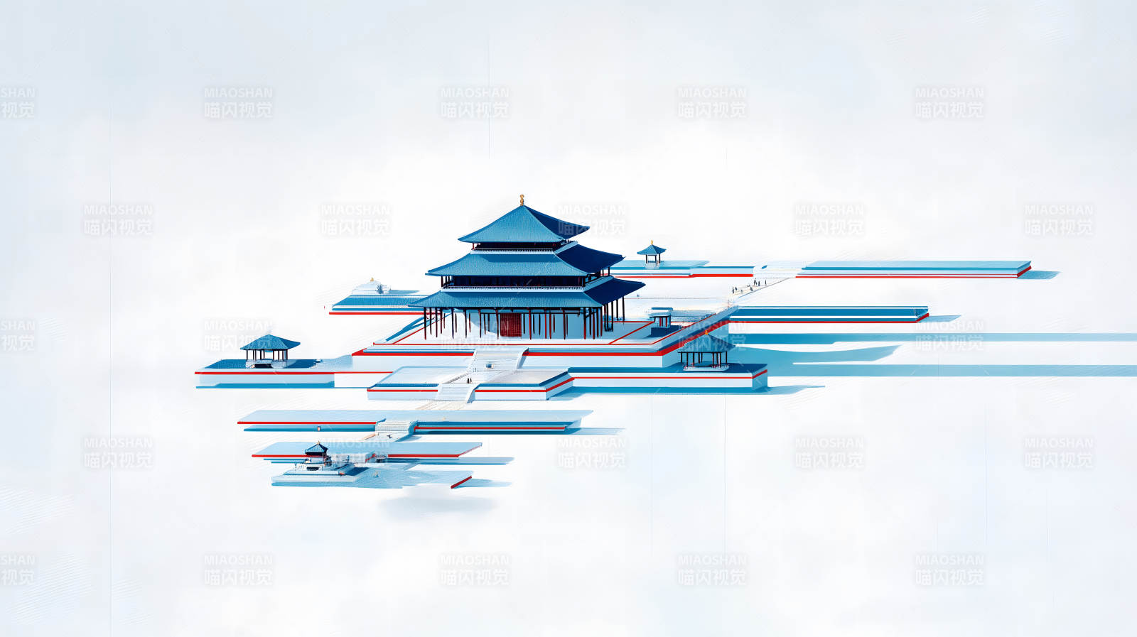 蓝色宫殿设计图图片