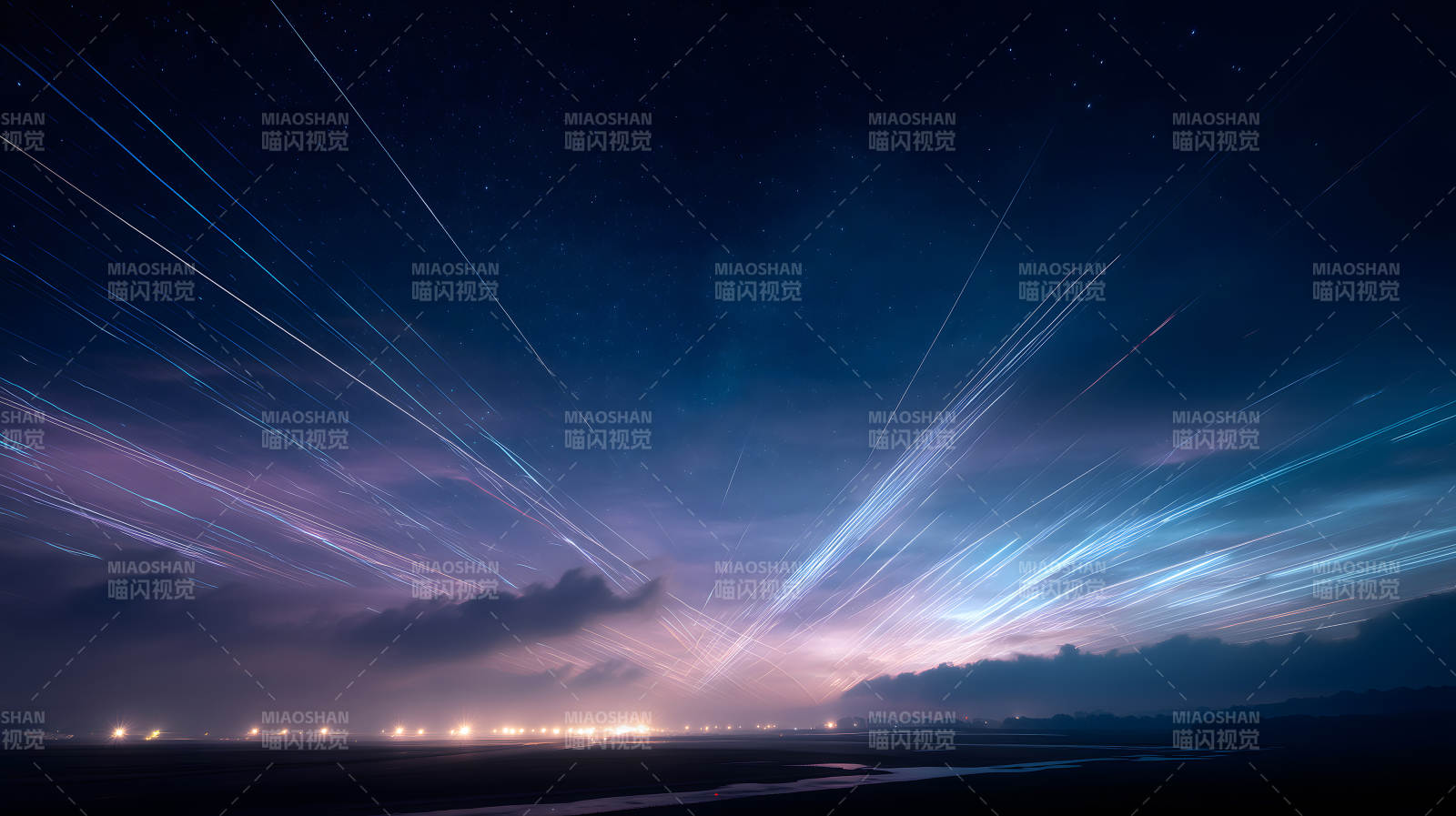 夜空流光溢彩图片