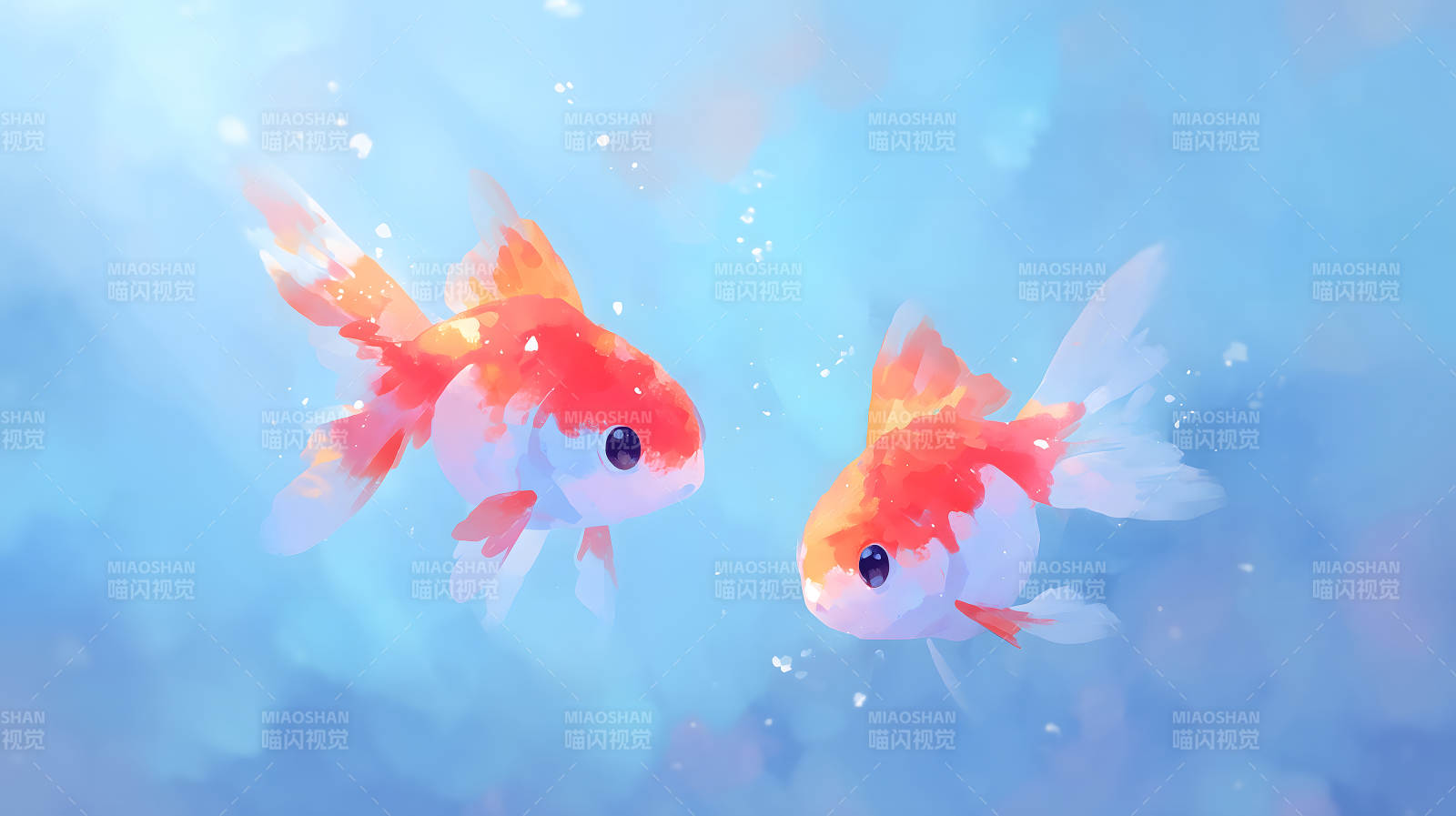 金鱼悠游碧波图片