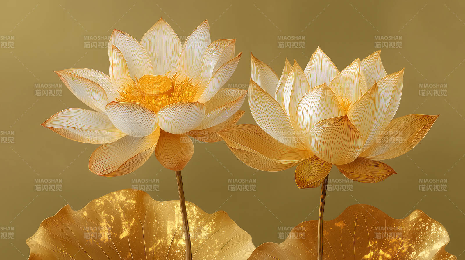 金色莲花绽放美丽图片