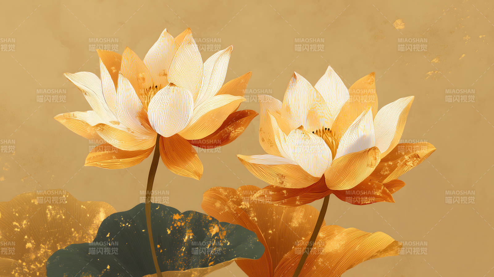 金色莲花绽放图片