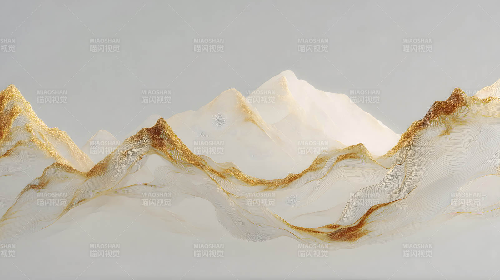 金光闪耀的抽象山景图片