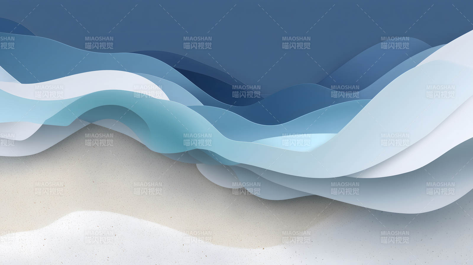 纸艺海浪与沙滩图片