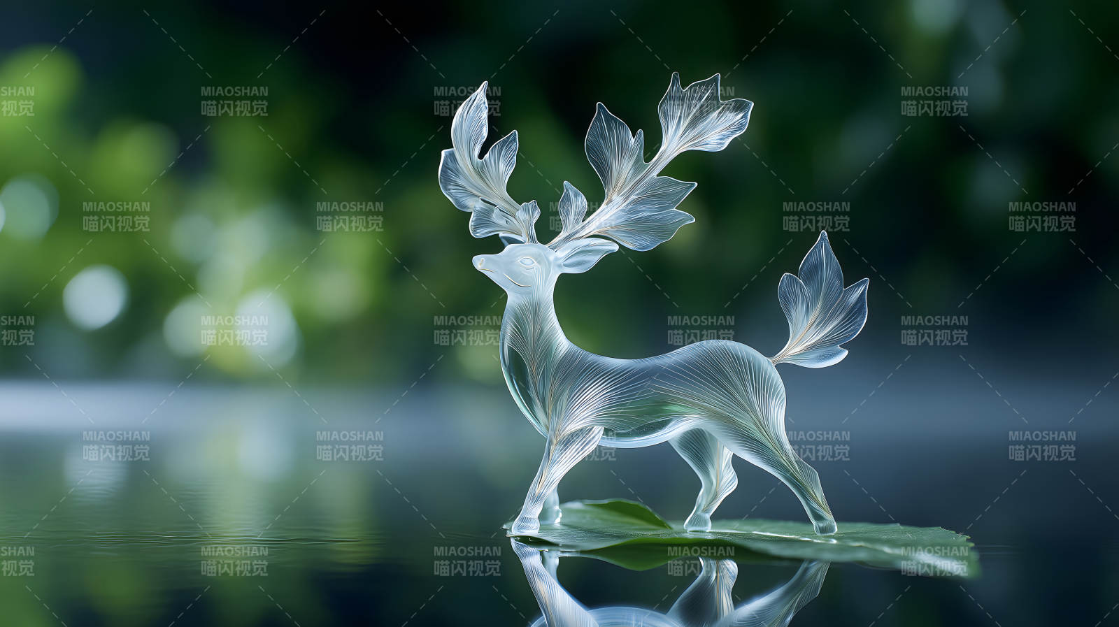 水晶精灵驻足湖面图片