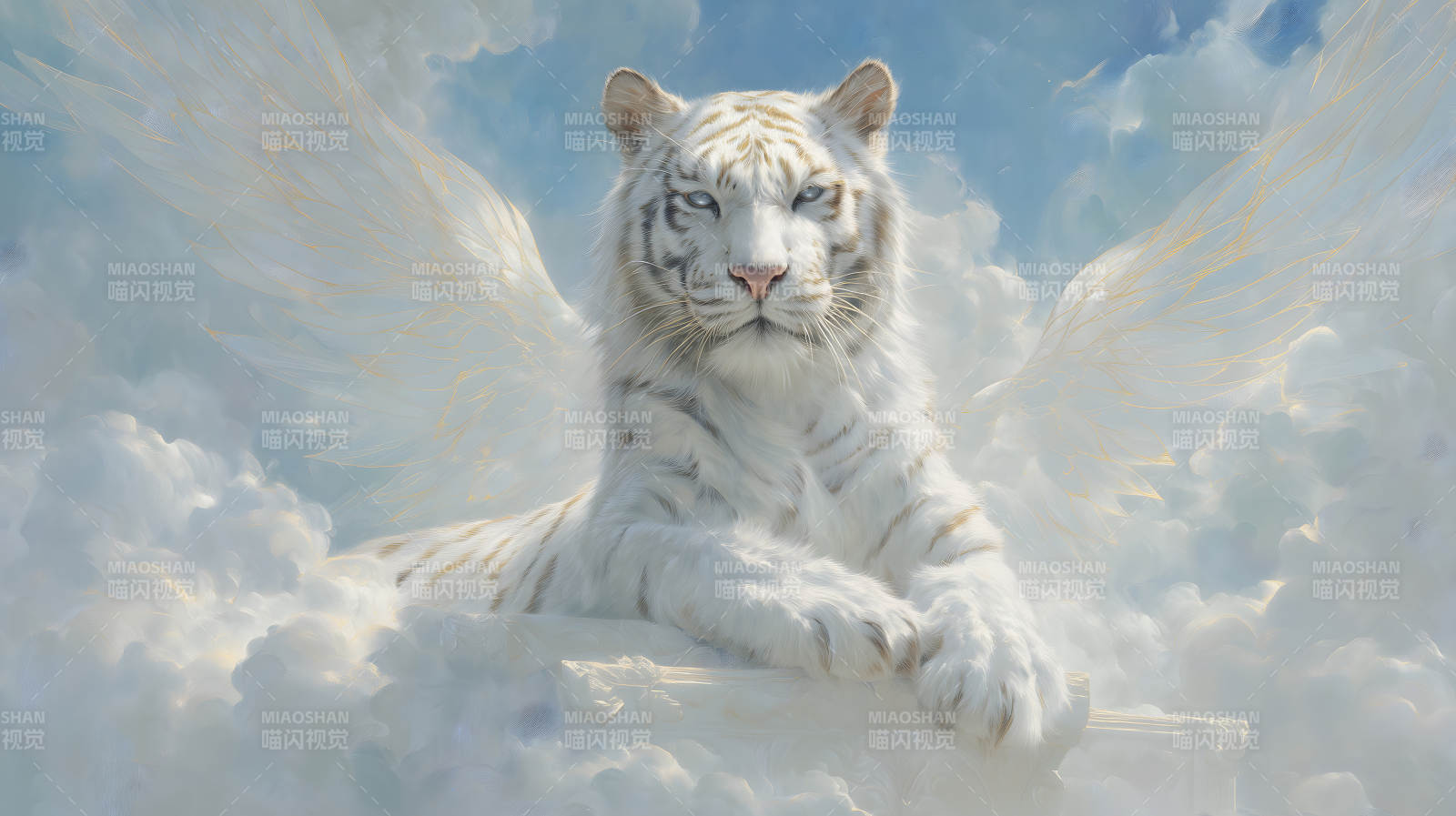 白虎翱翔云端守护人间图片