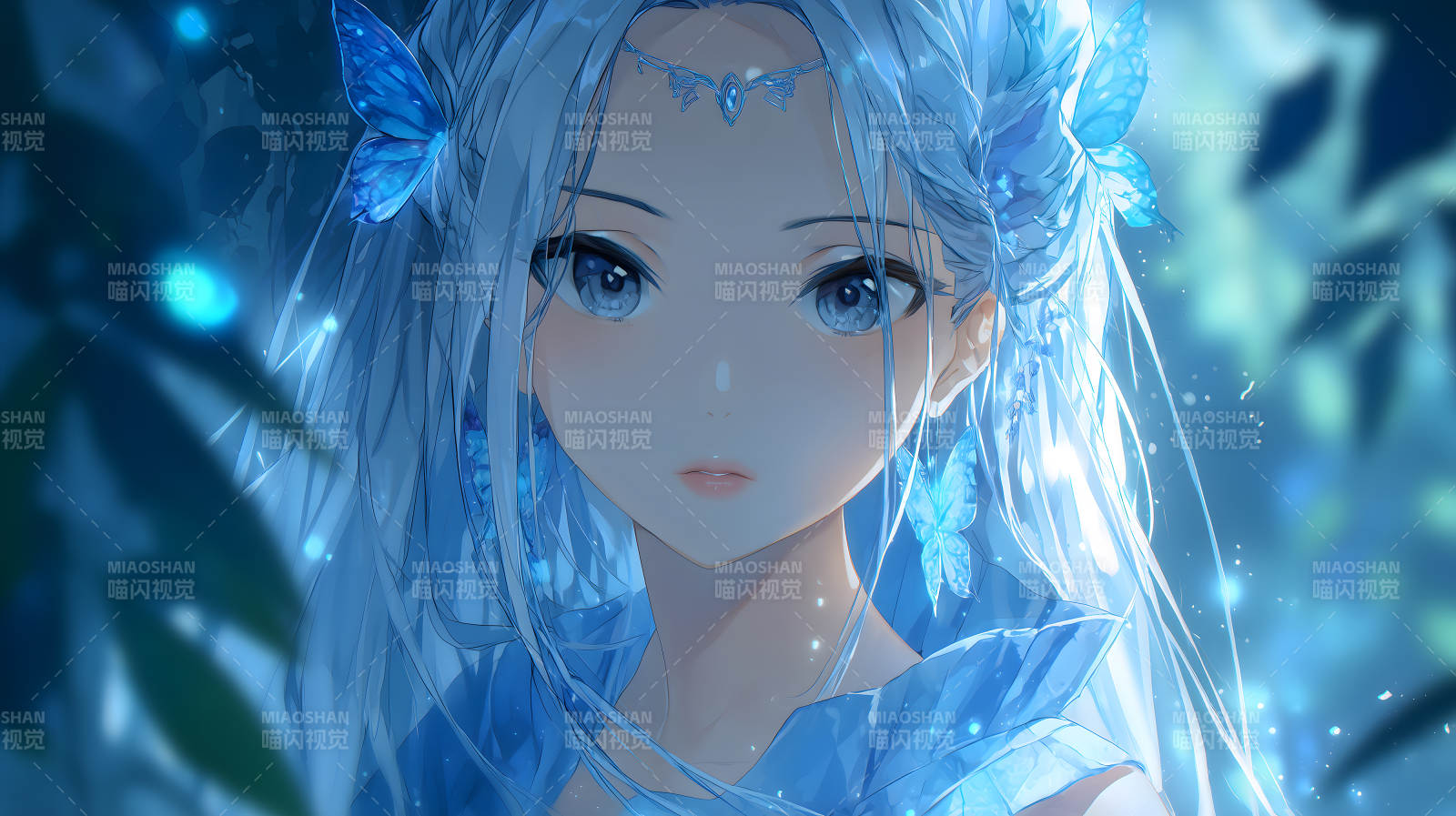 蓝色精灵少女唯美头像图片