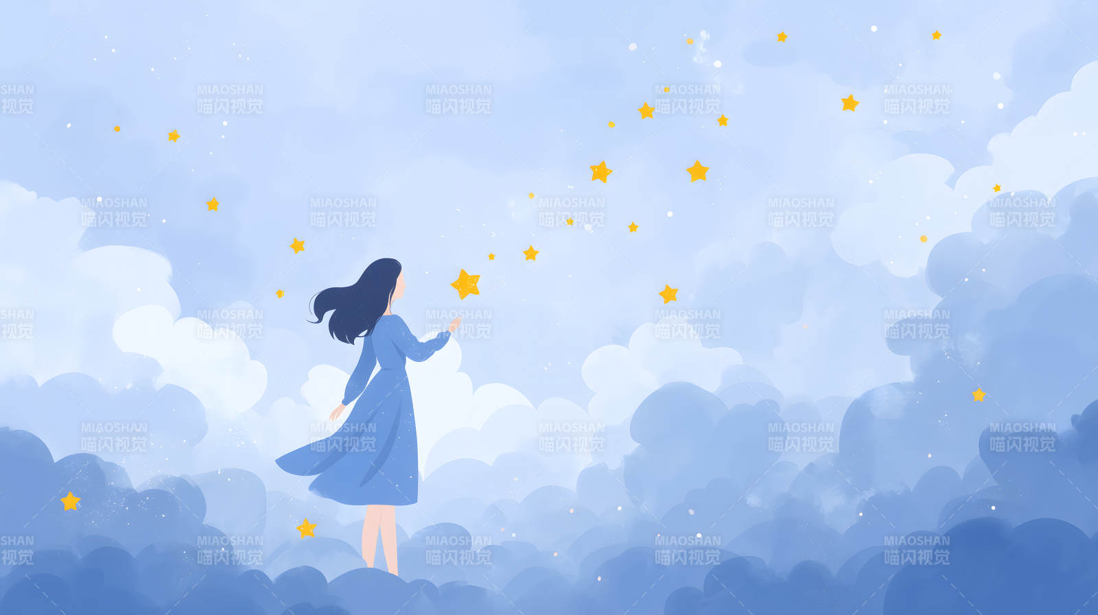 女孩摘星空图片