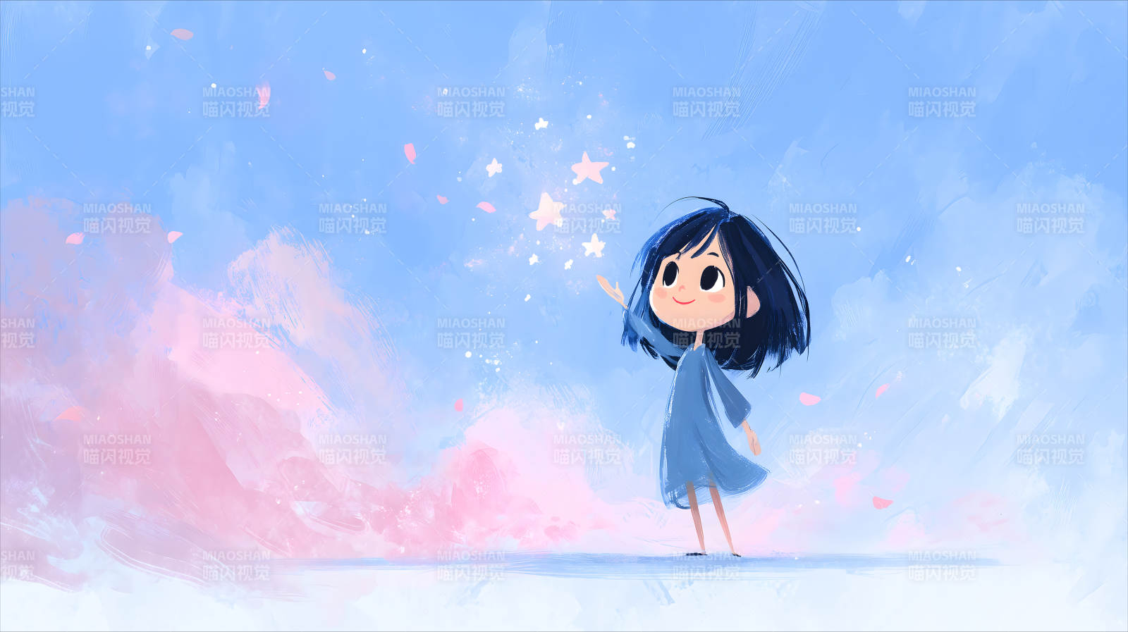 女孩与星光图片