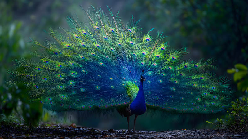 孔雀开屏炫丽景象图片