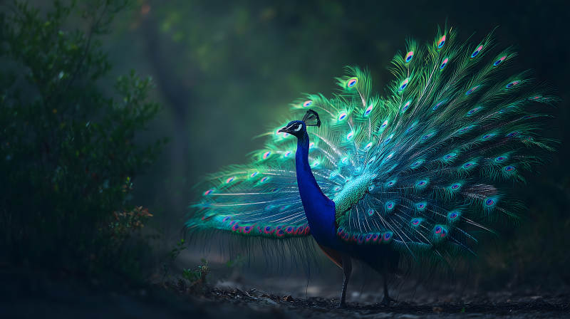 孔雀开屏绚丽夺目图片