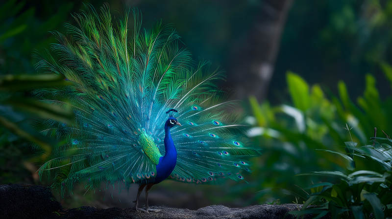 华丽的孔雀开屏展示图片