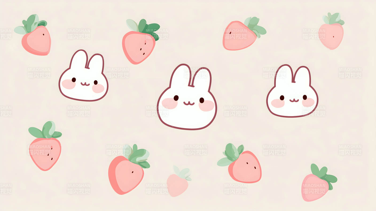 可爱兔子草莓图案图片