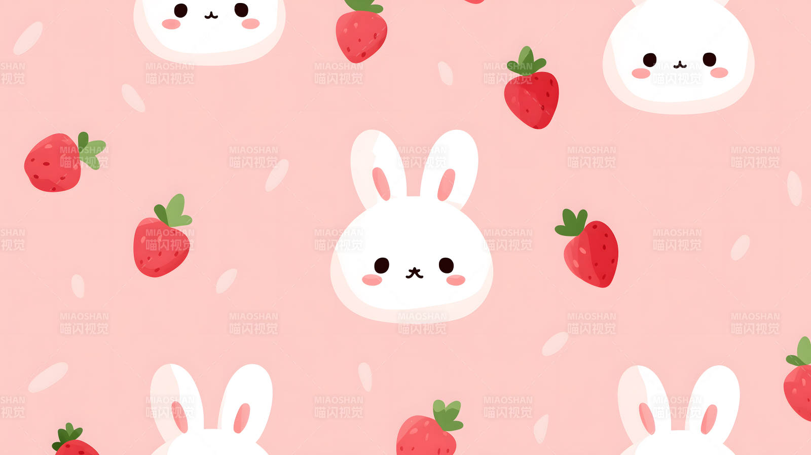 兔子草莓背景可爱图案图片