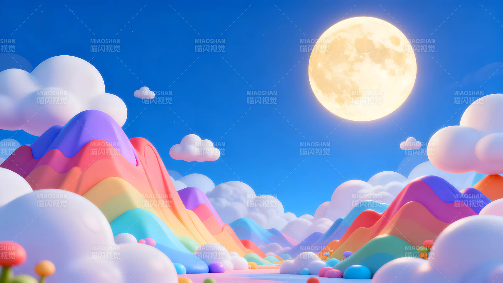 梦幻卡通风景月亮图片