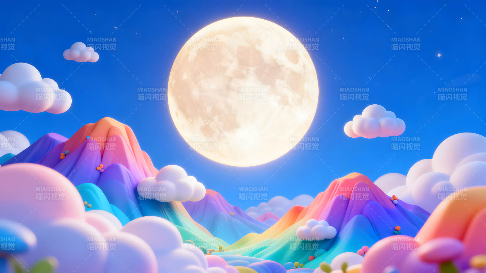 梦幻般的夜空彩虹山图片