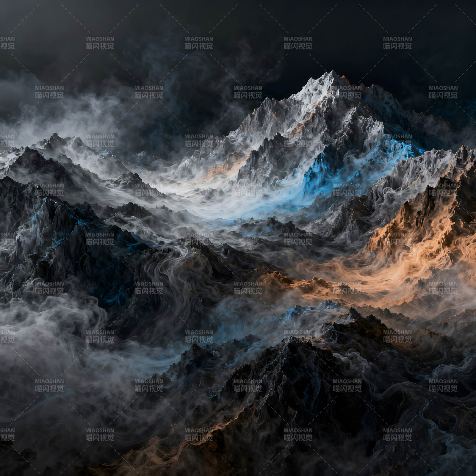 朦胧山峰与雾气缭绕的壮丽景色图片