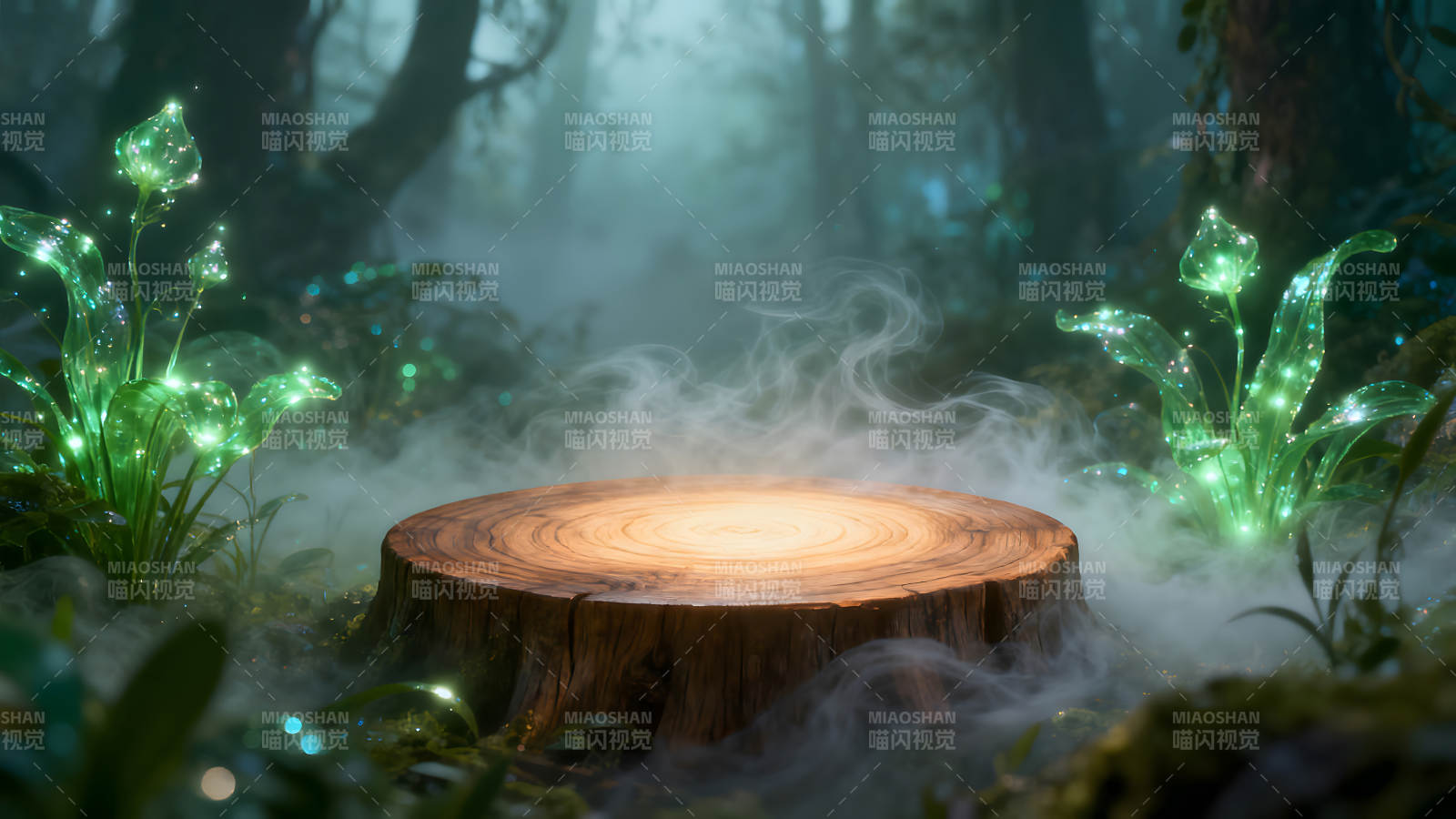 森林里的发光树桩图片