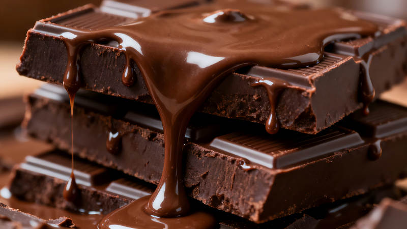 巧克力融化在巧克力块上图片