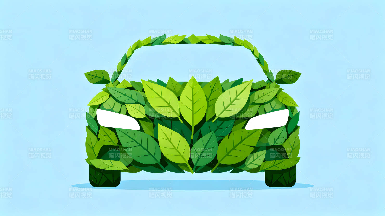 环保汽车概念图叶子包裹汽车图片