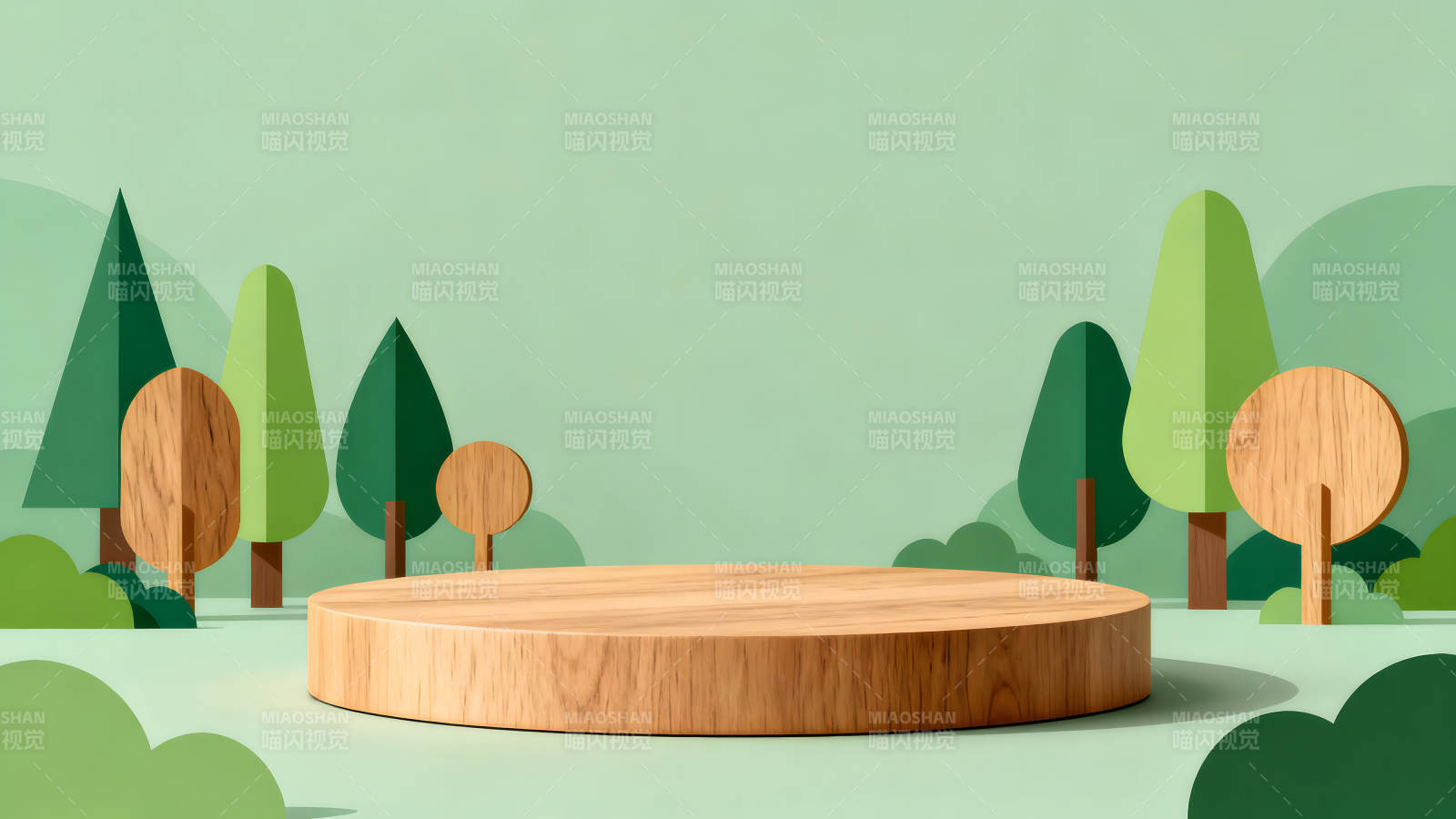 森林木质展示台简约背景图片