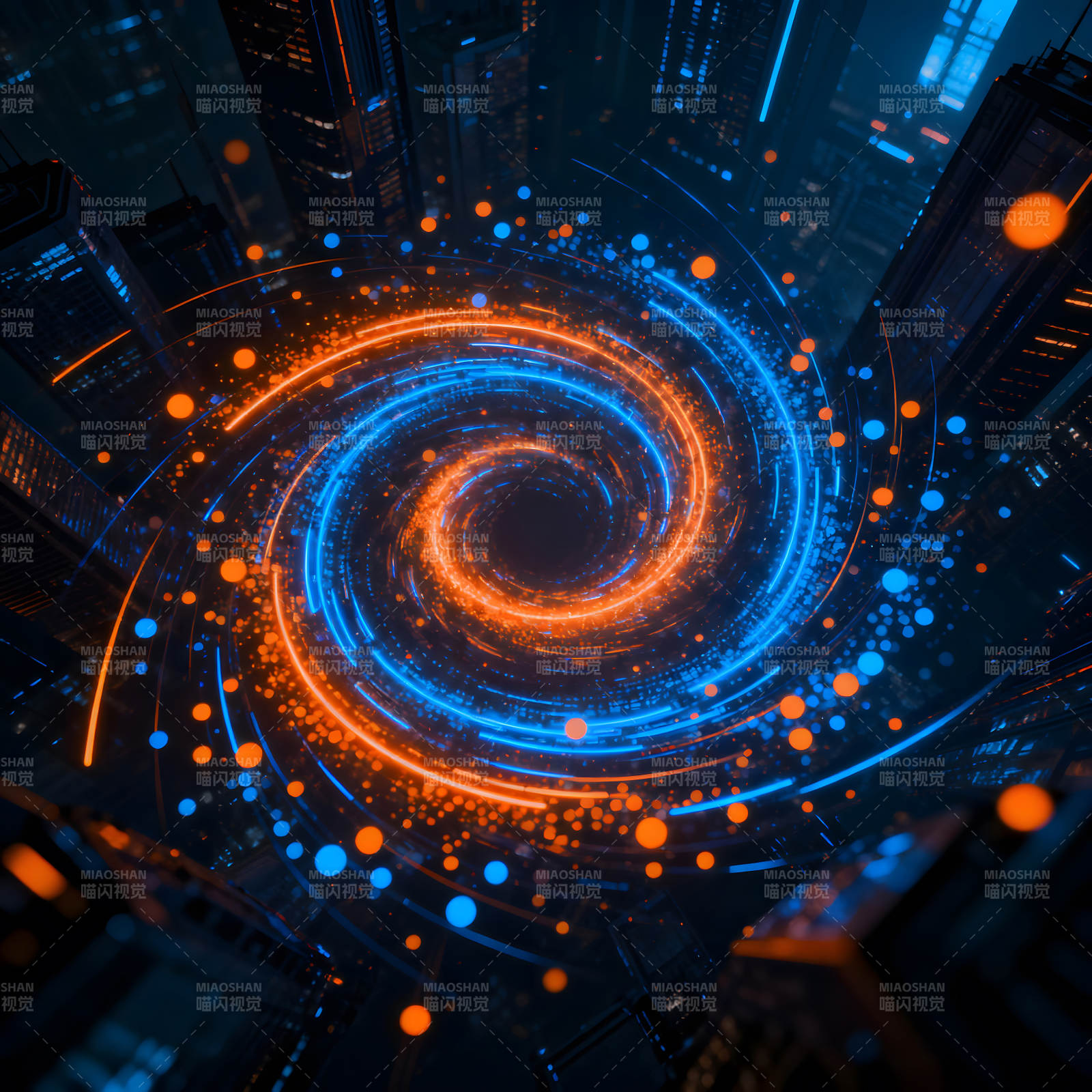 科技感十足的城市漩涡图片