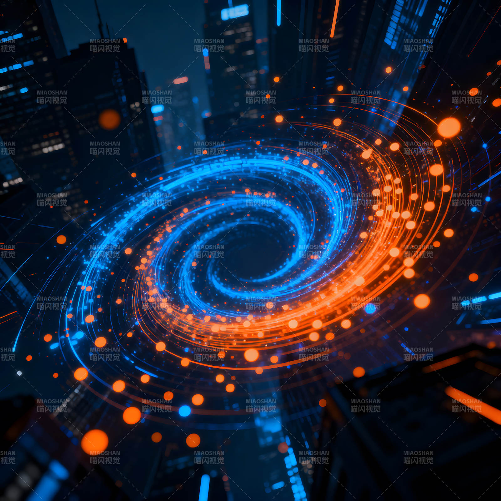 城市上空的能量漩涡图片