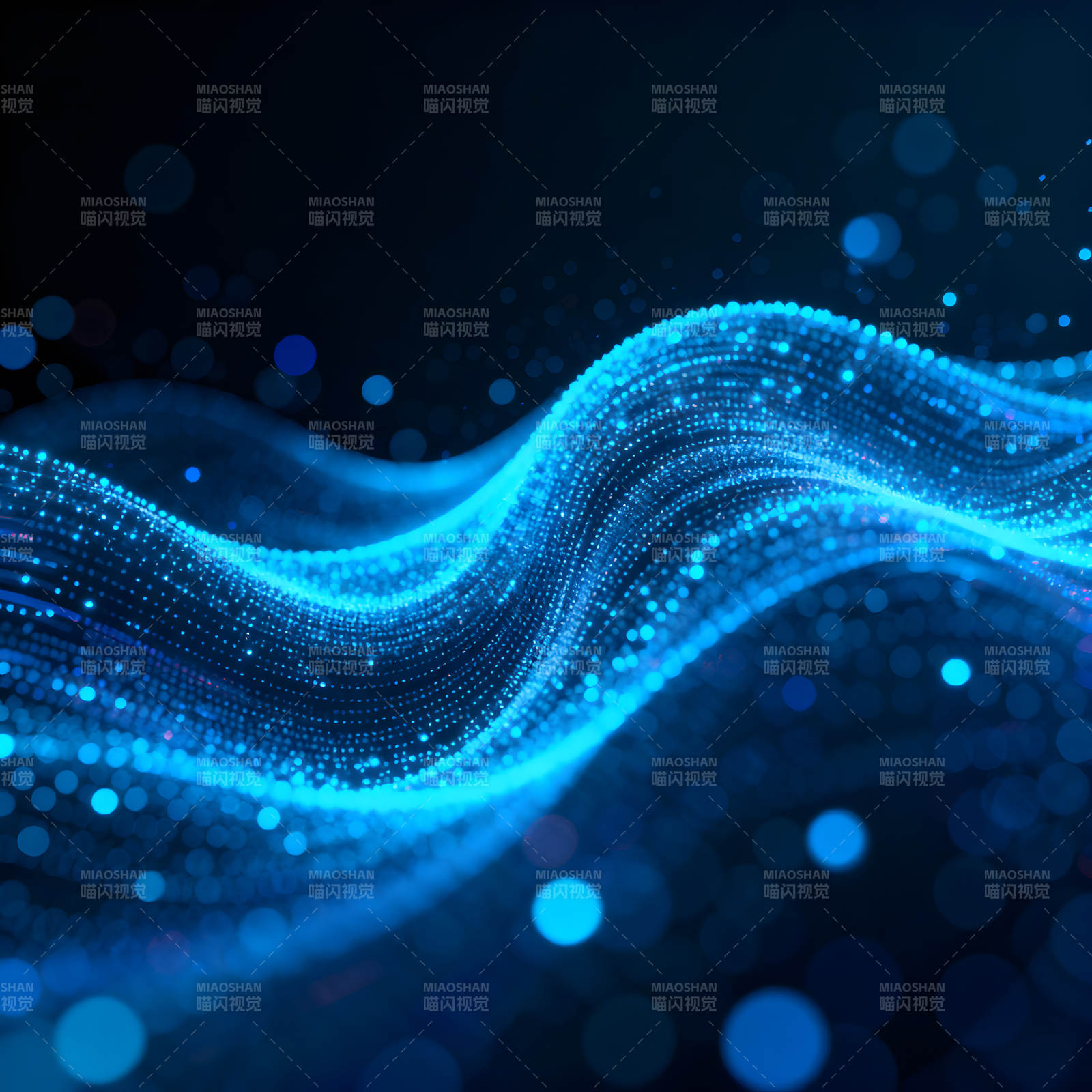 蓝色光点形成流线波光粼粼的抽象背景图片