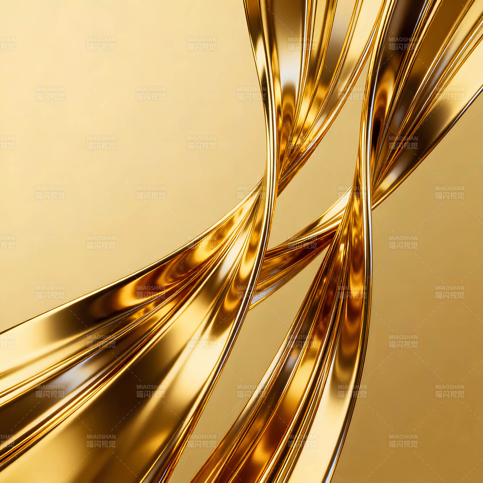 金色丝带交织的抽象画面图片