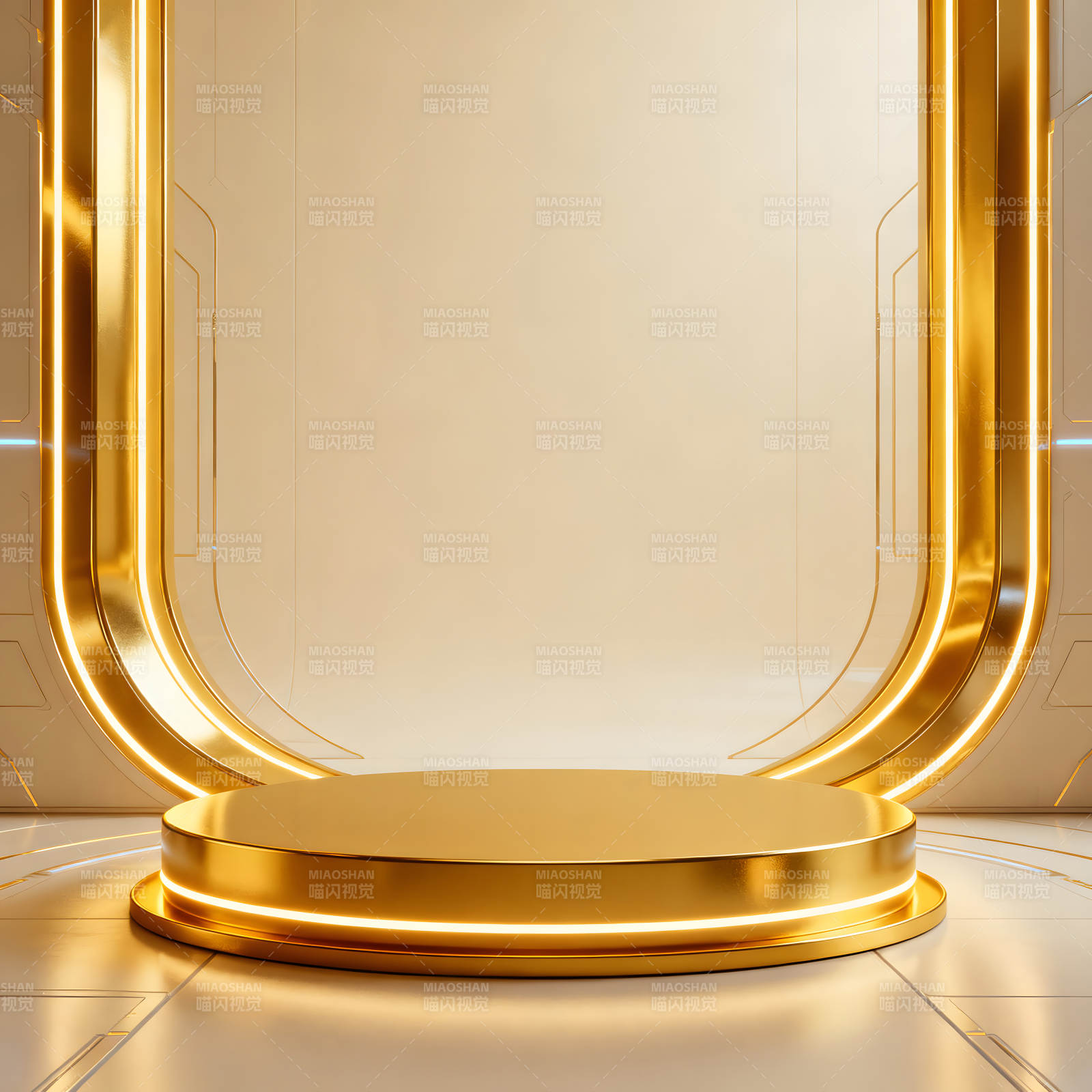 金色未来主义展台图片