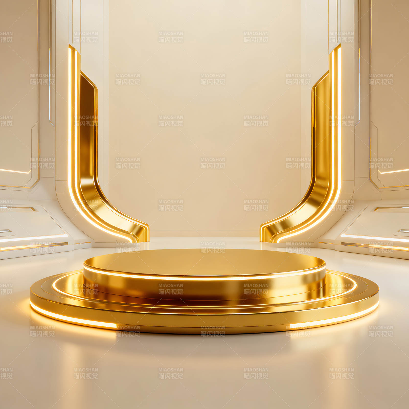 金色未来主义展示台图片