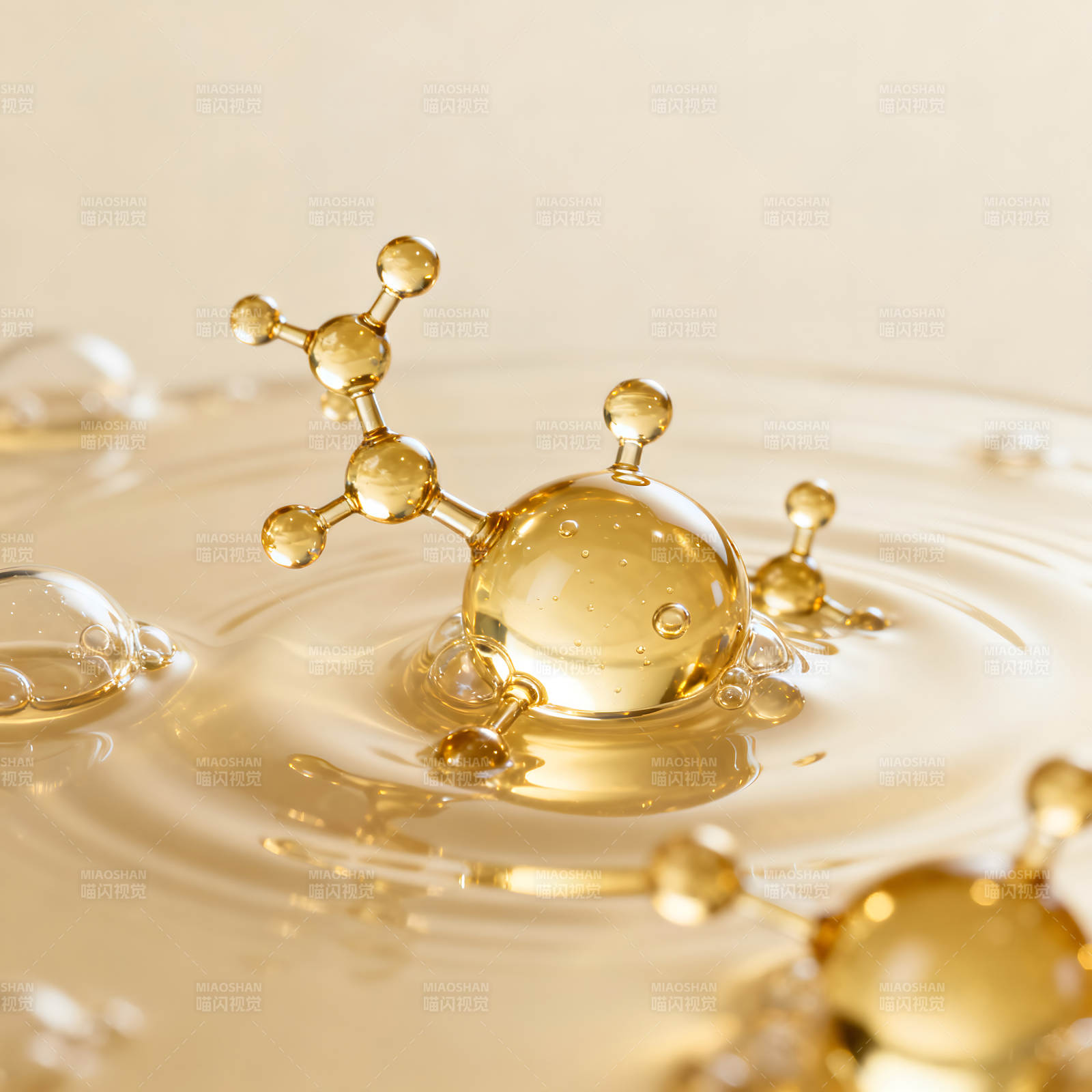 分子结构在液体中展示图片