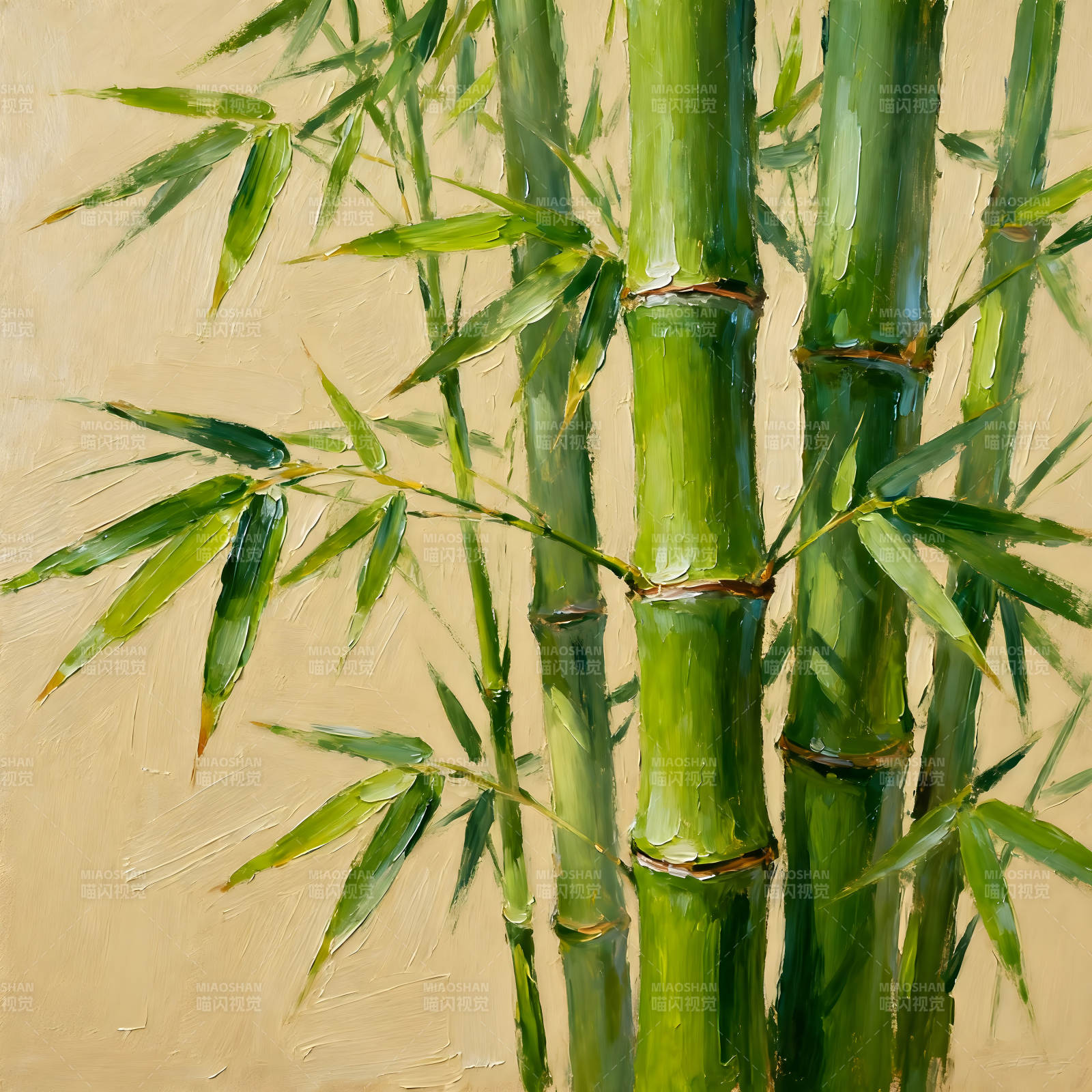 竹林绘画绿意盎然生机勃勃图片