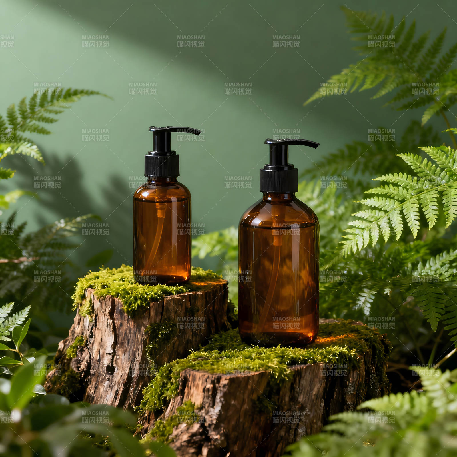 环保护肤品展示森林风图片