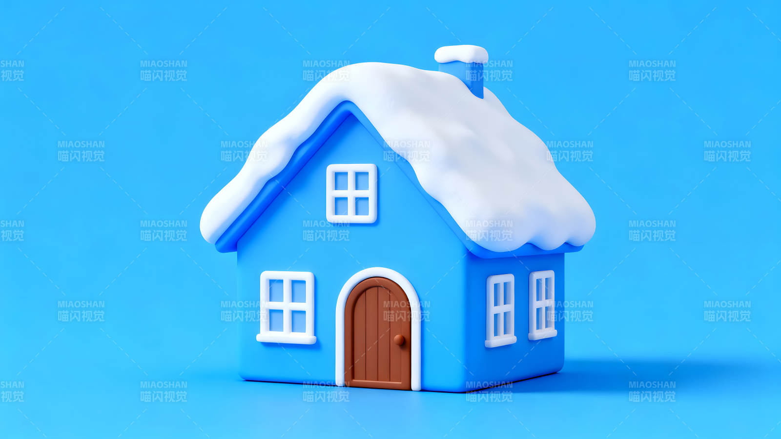 卡通蓝色雪屋模型图片