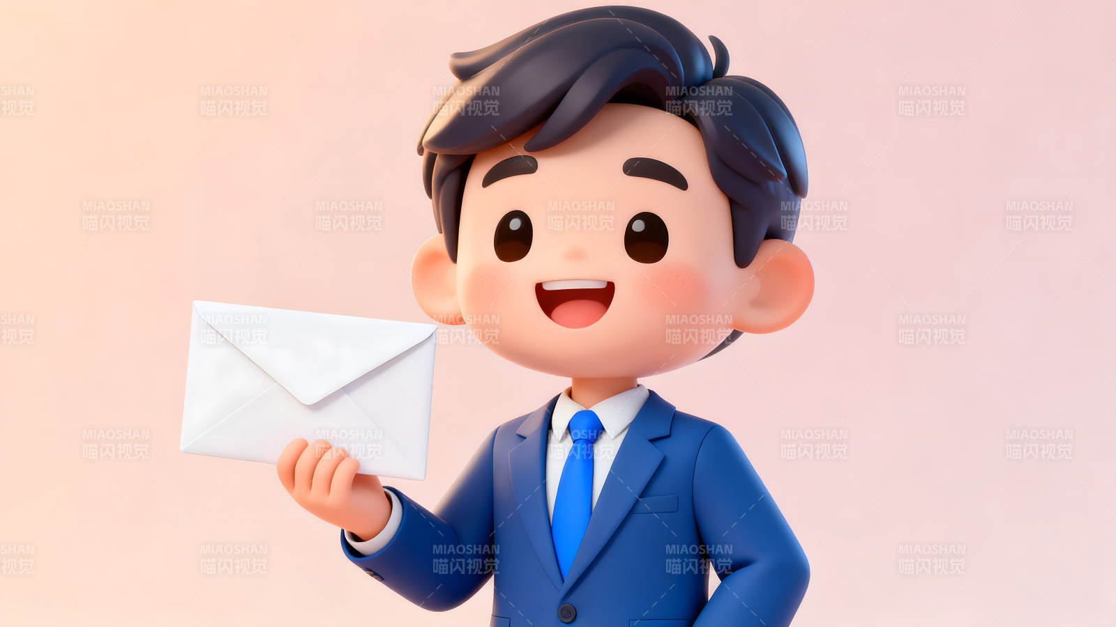 卡通人物手持信件图片