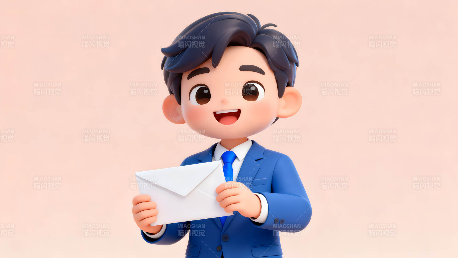 卡通男孩递送信件图片