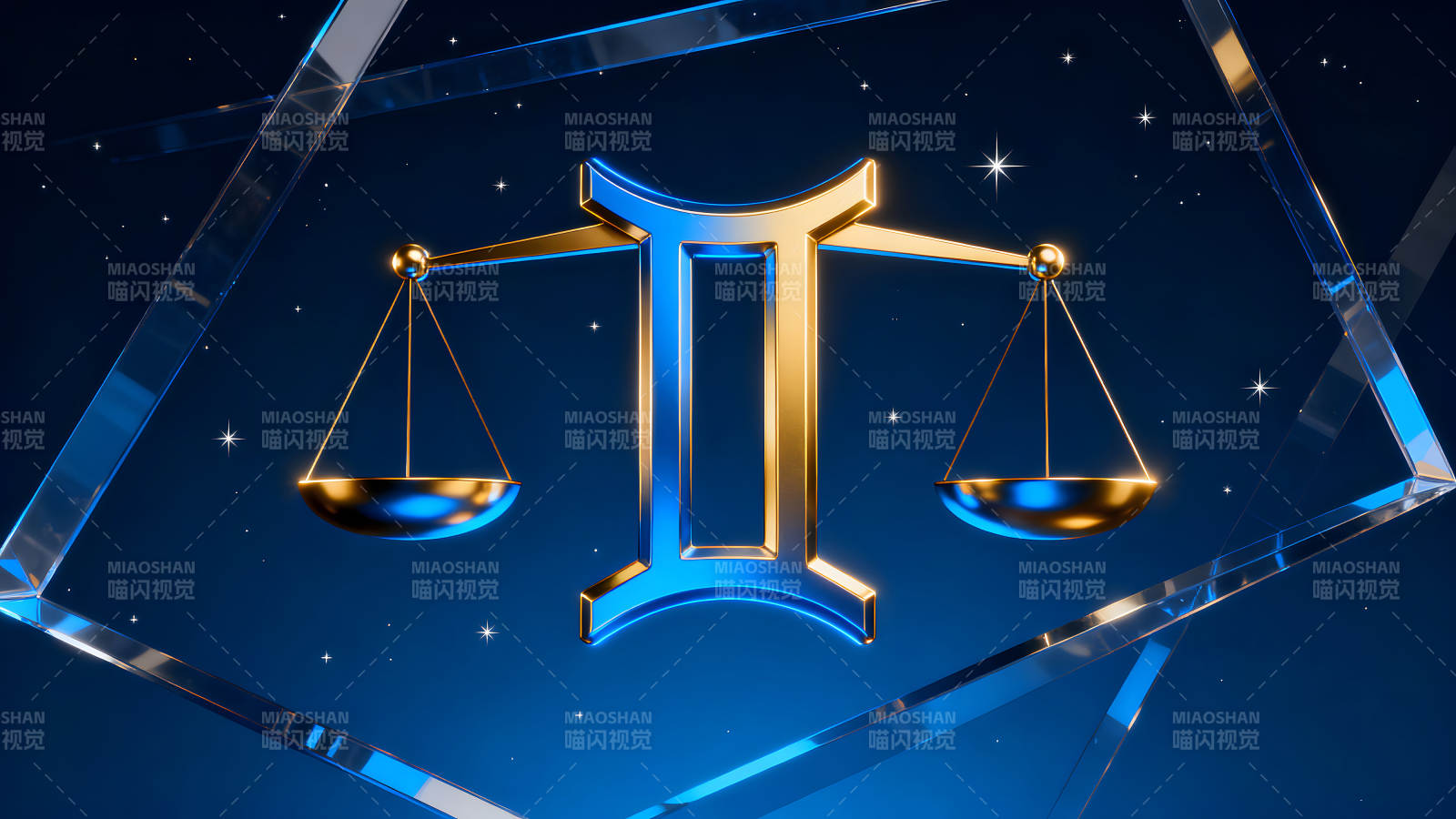 天秤星座的艺术设计蓝金背景图片