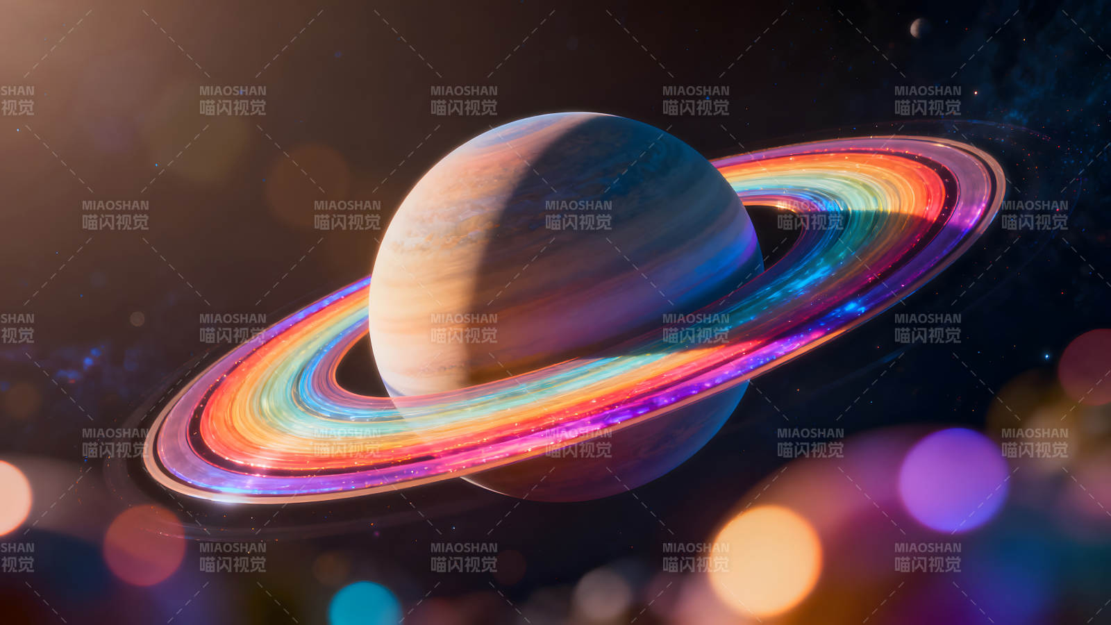 绚丽行星彩虹光环宇宙星云图片
