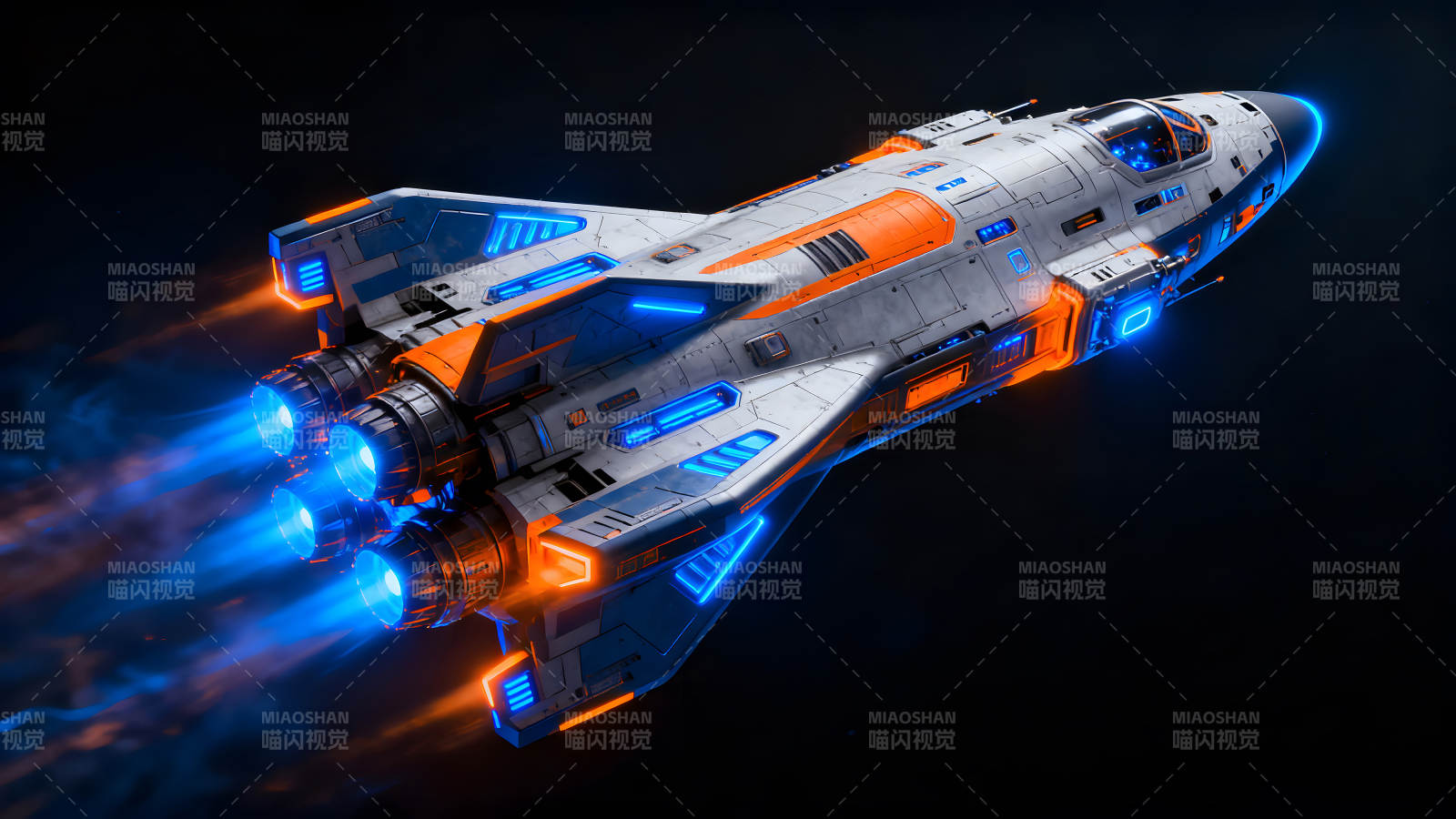 科幻宇宙飞船高速飞行炫酷特效图片