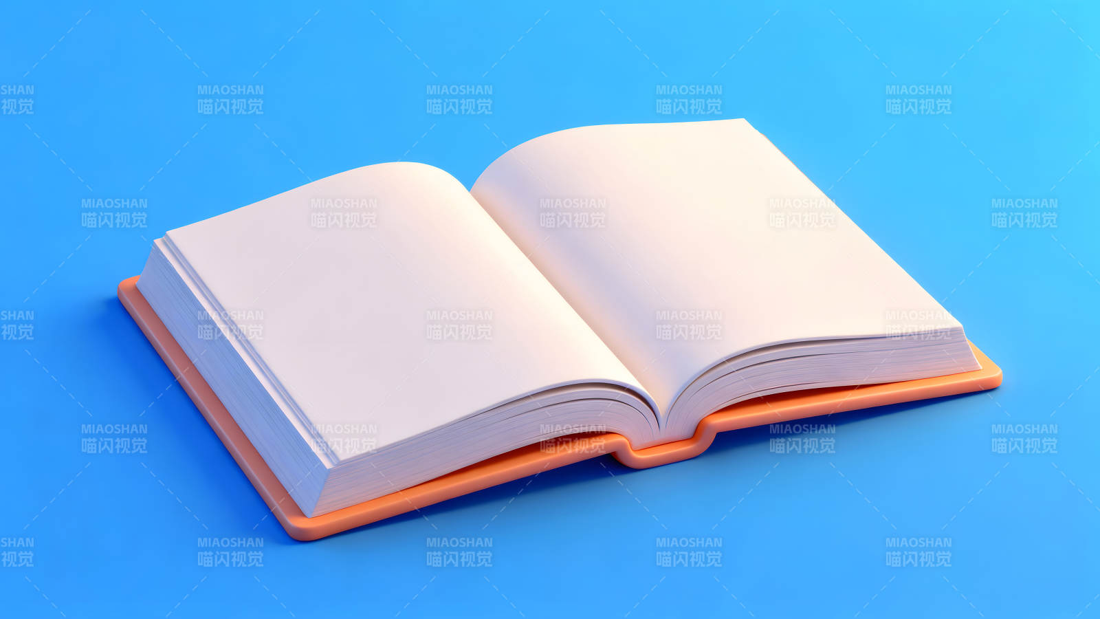打开的空白书本与蓝背景图片