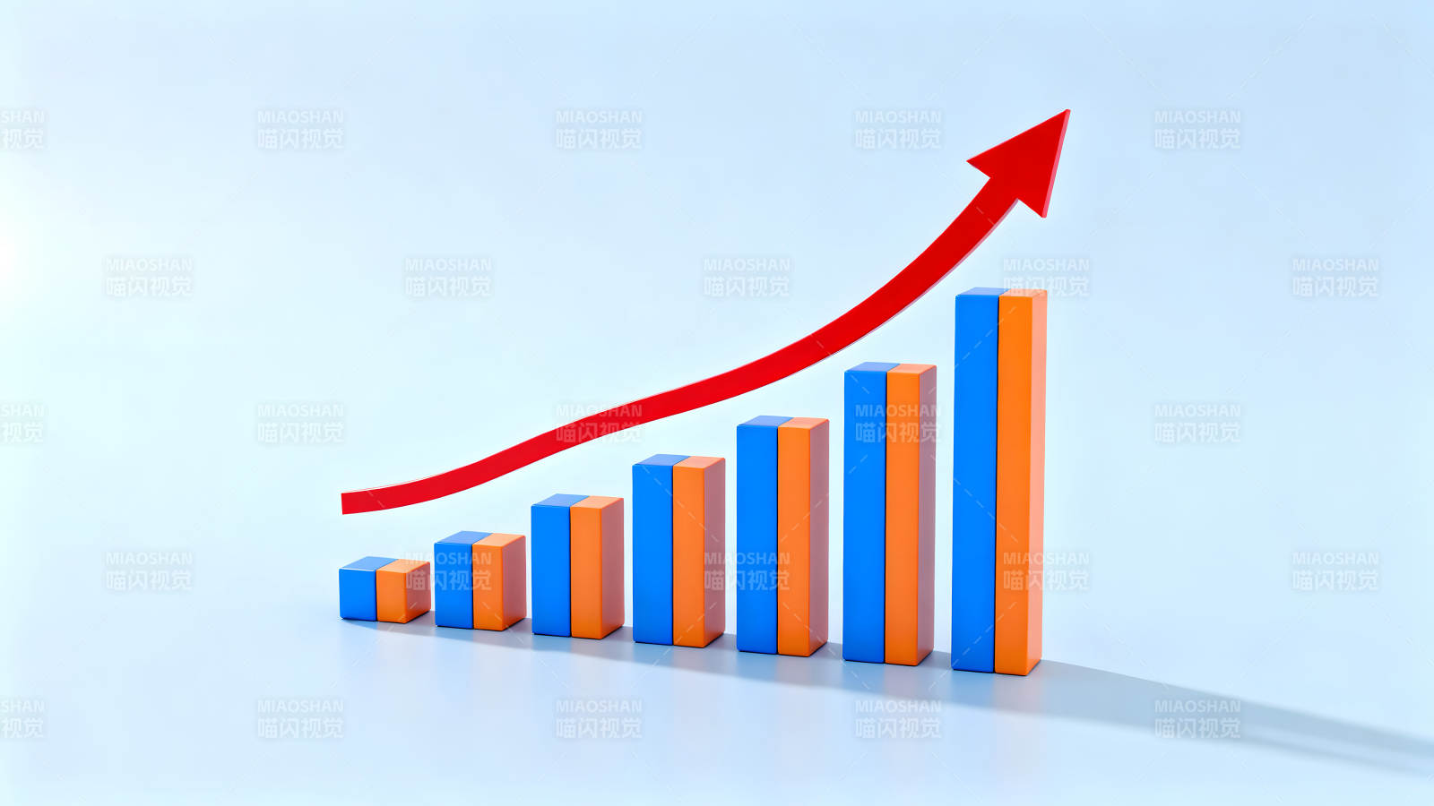 增长趋势图蓝橙色柱状图图片