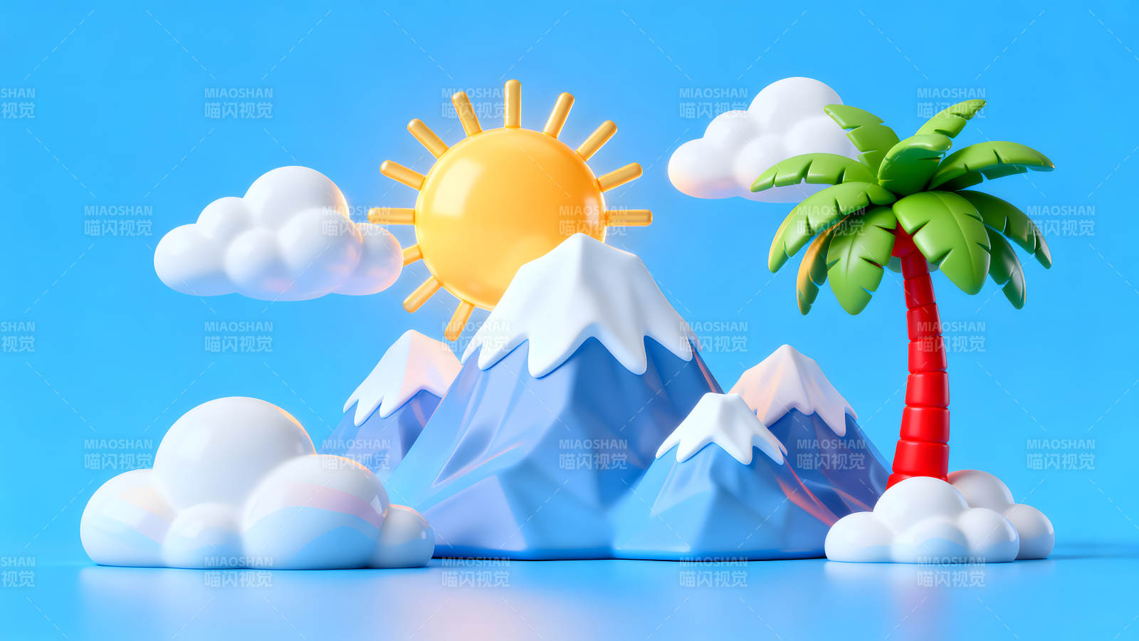 卡通风景画晴朗的天气与自然风光图片