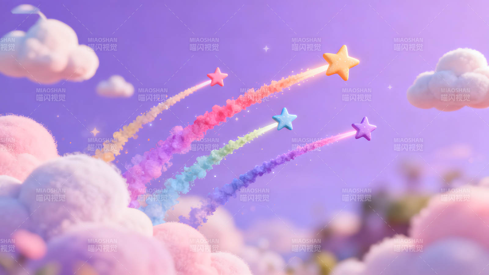 彩虹星光与梦幻云朵的奇妙组合图片