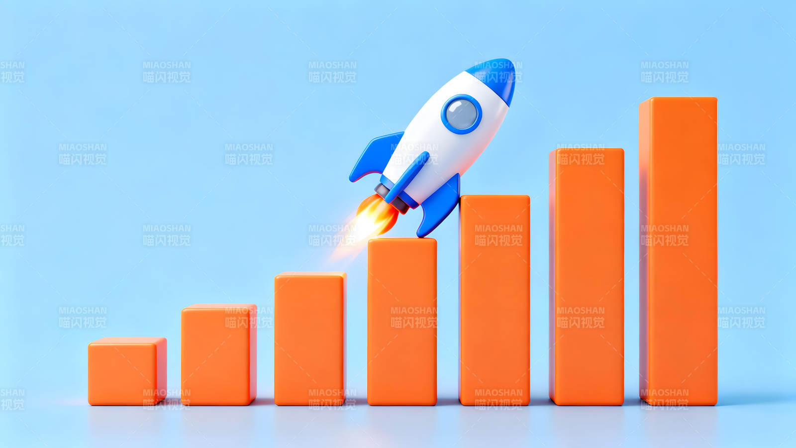 火箭升空图表增长象征图片