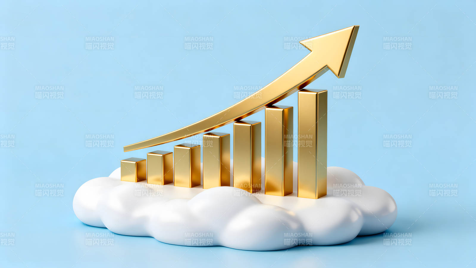 金色图标云端增长图片