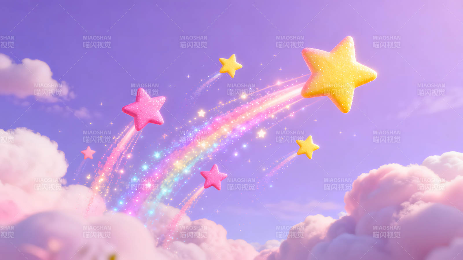 梦幻星空下的彩色星星图片